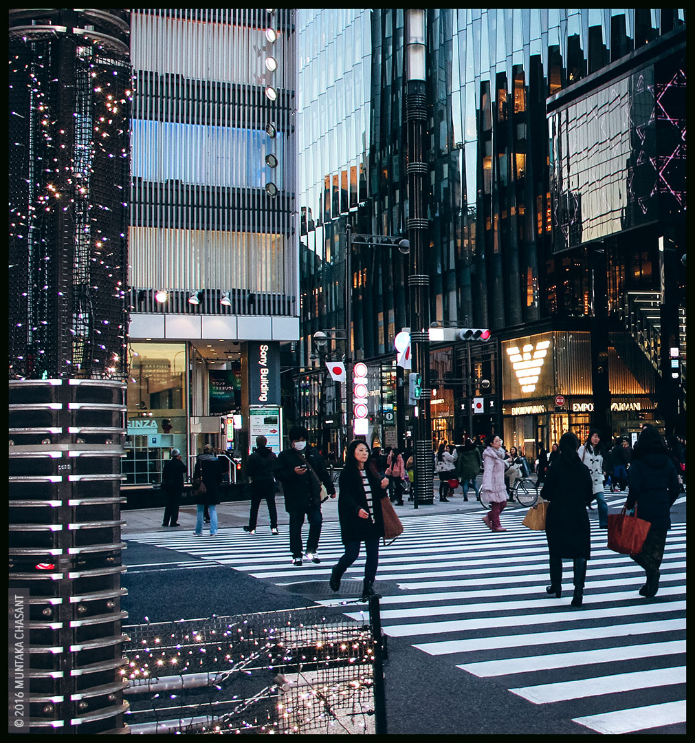 Tokyo Street Photography: Ginza, Tokyo, Japan. Ginza is the most expensive area in Japan, with land valued at ¥57.7 million ($546,000) per square meter. © 2016 Muntaka Chasant