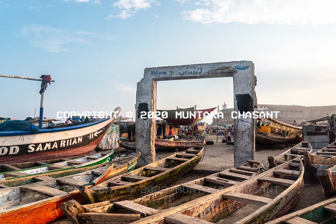 Saiko Fishing in Ghana: A spot at the Jamestown Fishing Harbour where canoes engaged in the illegal 'saiko' exchange used to unload and sell their frozen blocks. The Jamestown Fishing Community was relocated from the area above to the Korle Lagoon estuarine environment in late July 2020. Copyright © 2020 Muntaka Chasant
