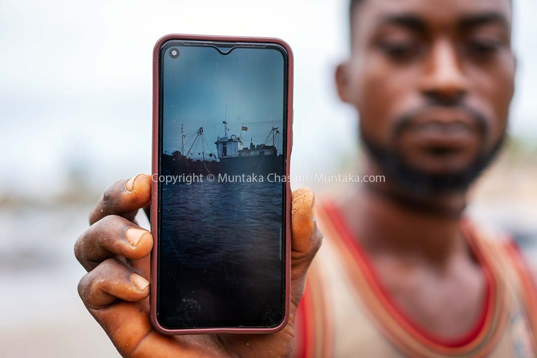 Mensah photographed a Chinese-operated vessel that damaged his set around the third week of May 2023. Copyright © Muntaka Chasant