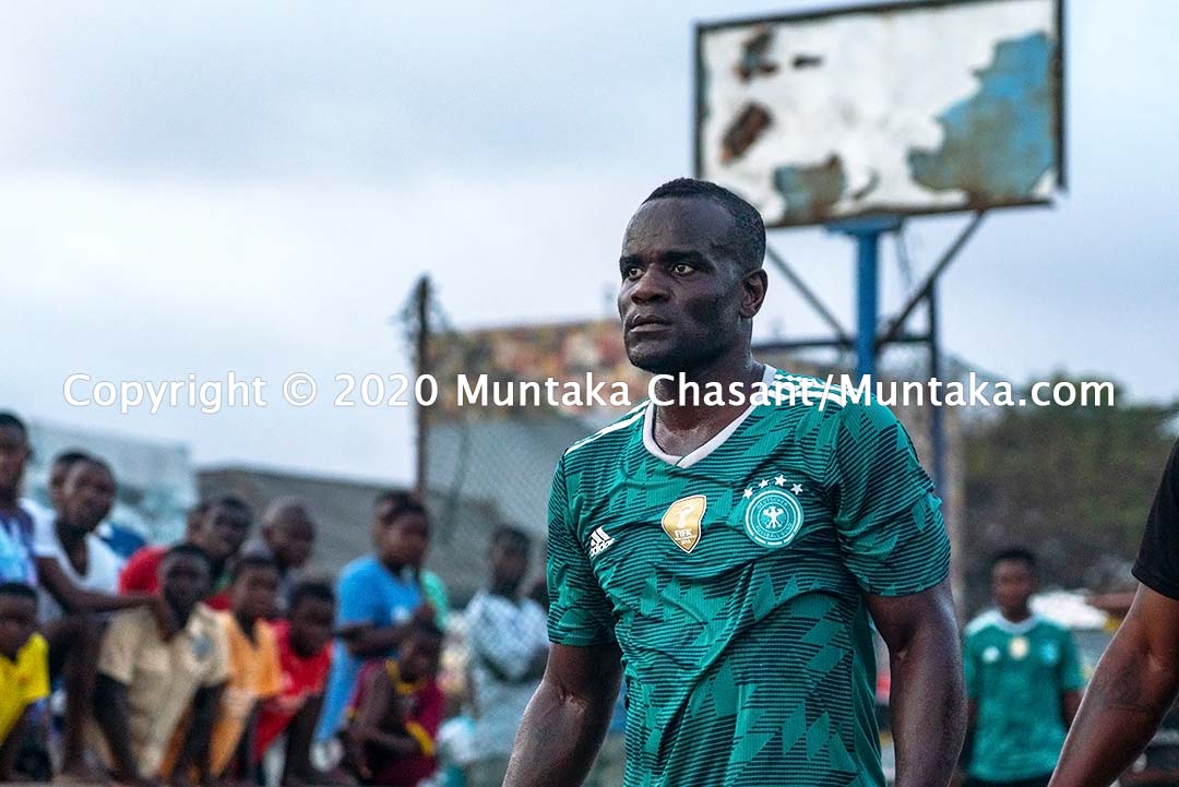 Ghanaian former professional boxer Joshua Clottey plays street football in Accra, Ghana. Copyright © 2020 Muntaka Chasant