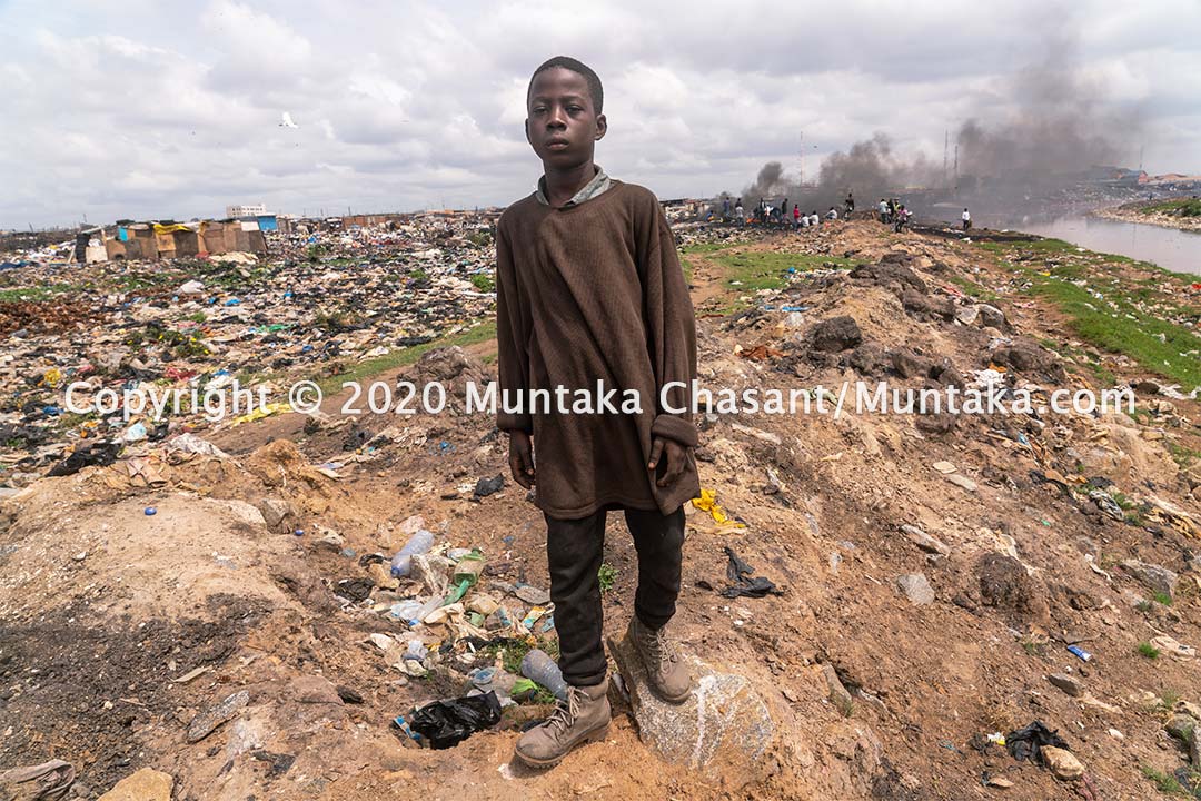 12-year-old Kweku Frimpong is engaged in hazardous child labour at Agbogbloshie, Ghana. Copyright © 2020 Muntaka Chasant