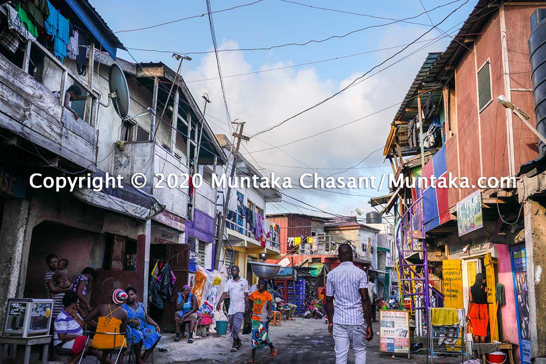 Inside the Sodom and Gomorrah slum (Old Fadama) near the center of Accra, Ghana's capital city. Copyright © 2020 Muntaka Chasant