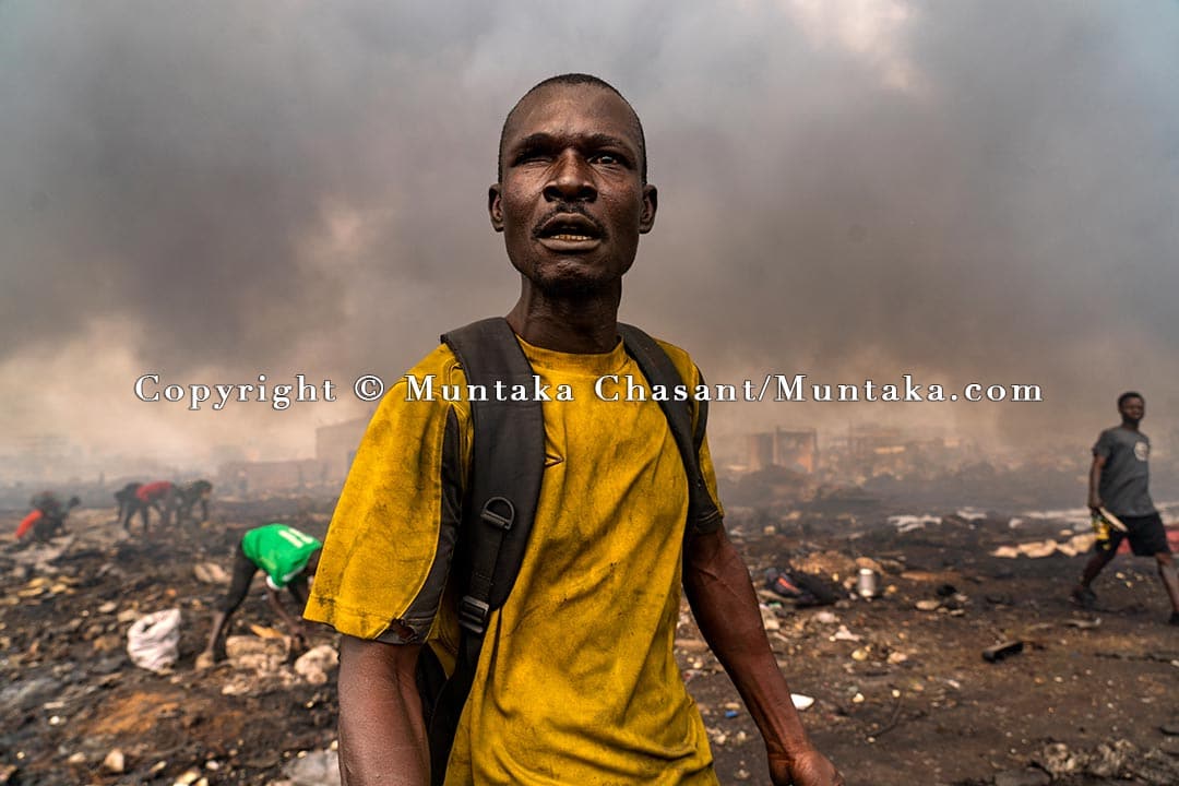 Scrap dealers and the urban poor scramble for the last pieces of valuable metals — three days after the demolition of the Agbogbloshie Scrapyard. The Agbogbloshie Scrapyard was one of the largest e-waste and scrap metal processing areas in Africa. For more than a decade, the area was one of the frontlines of Western campaigns against e-waste — spawning documentaries and essays in magazines, academic journals, and in the world’s top newspapers. In 2013, Pure Earth and Green Cross Switzerland listed Agbogbloshie among the top ten most toxic environments on the planet, along with places such as Chernobyl, Dzerzhinsk, and Hazaribagh.